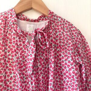 Alice Kathleen Company Girls Strawberry Print Tie Neck Blouse‎ Size 7